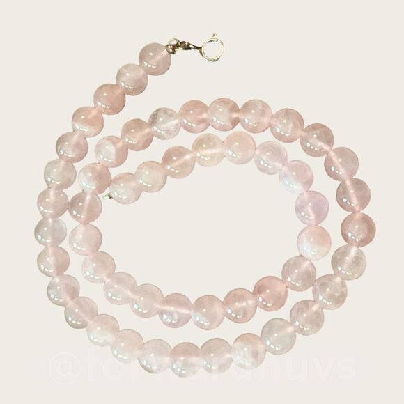 Pink Quartz Necklace with 925 Silver Claw Clasp - Picture 1 of 8